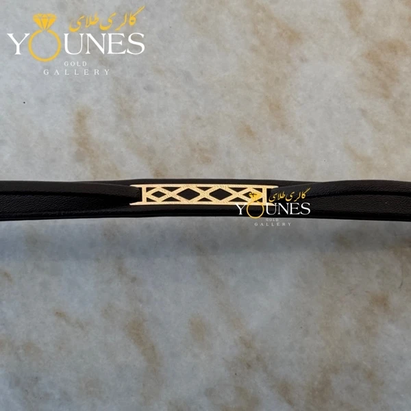 دستبند طلا چرم مردانه هندسی لوزی L121